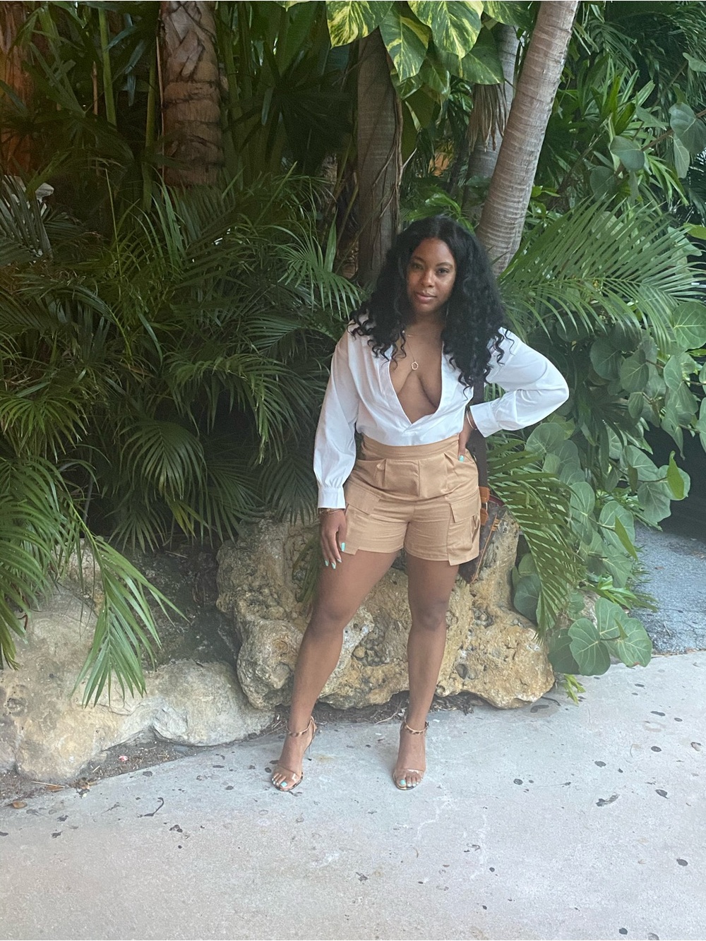 PrettyLittleThing Beige Cargo Shorts with Utility Pockets